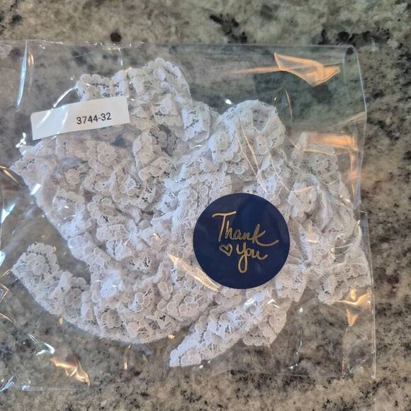 Lace, White Nylon Ruffled 1/2" x 2 1/4 yds Vintage - Picture 2 of 3